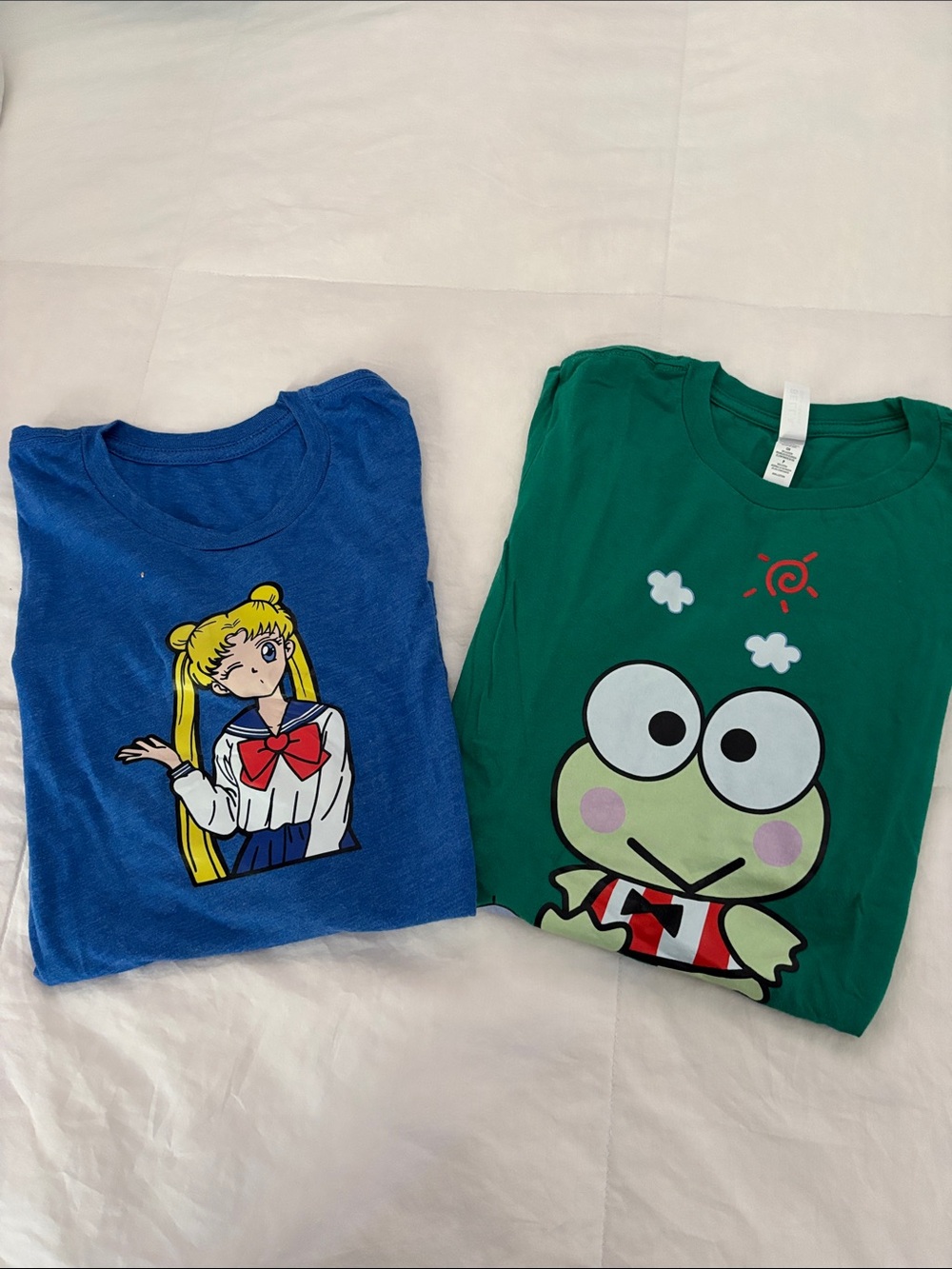 Graphic Sailor Moon Blue Tee & Keroppi Green Tee - Cute Anime Set